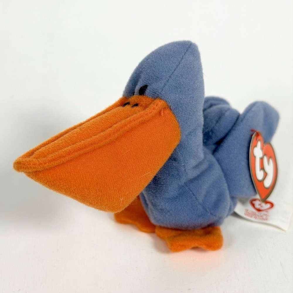 Ty Beanie Baby Scoop Pelican 1996 Blue Orange Plush Beanie Babies Retired